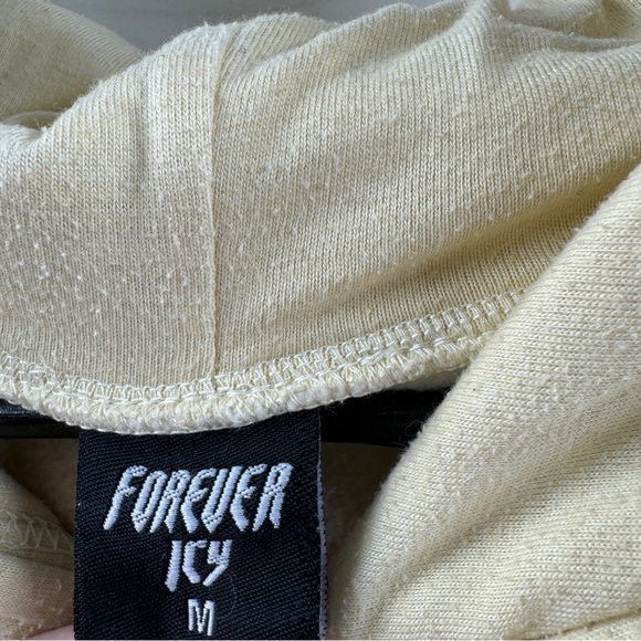 Forever Icy Light Yellow Hoodie – Size Medium, Blue Embroidered Front & Back - Picture 5 of 9